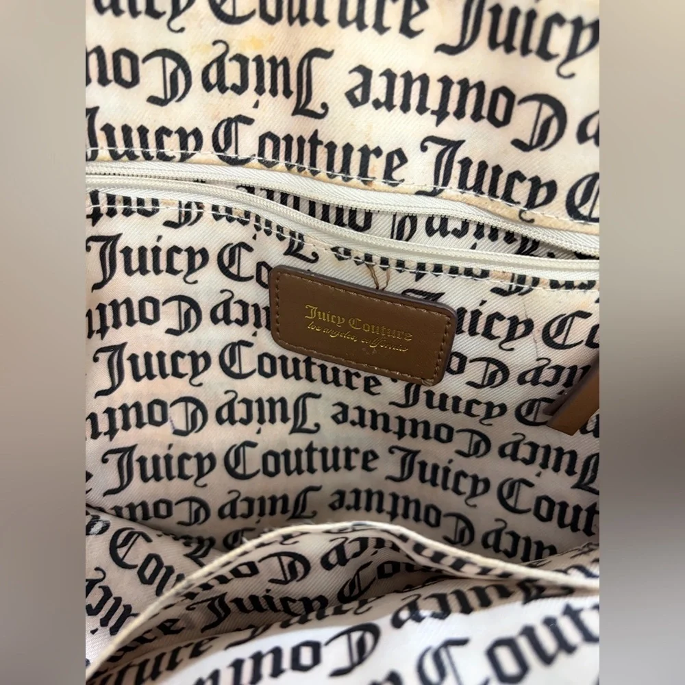 Juicy Couture Brown Logo Dome Satchel with Gold Chain